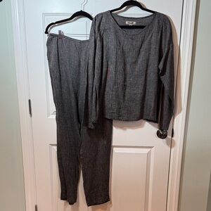 Flax Charcoal Pantsuit Set